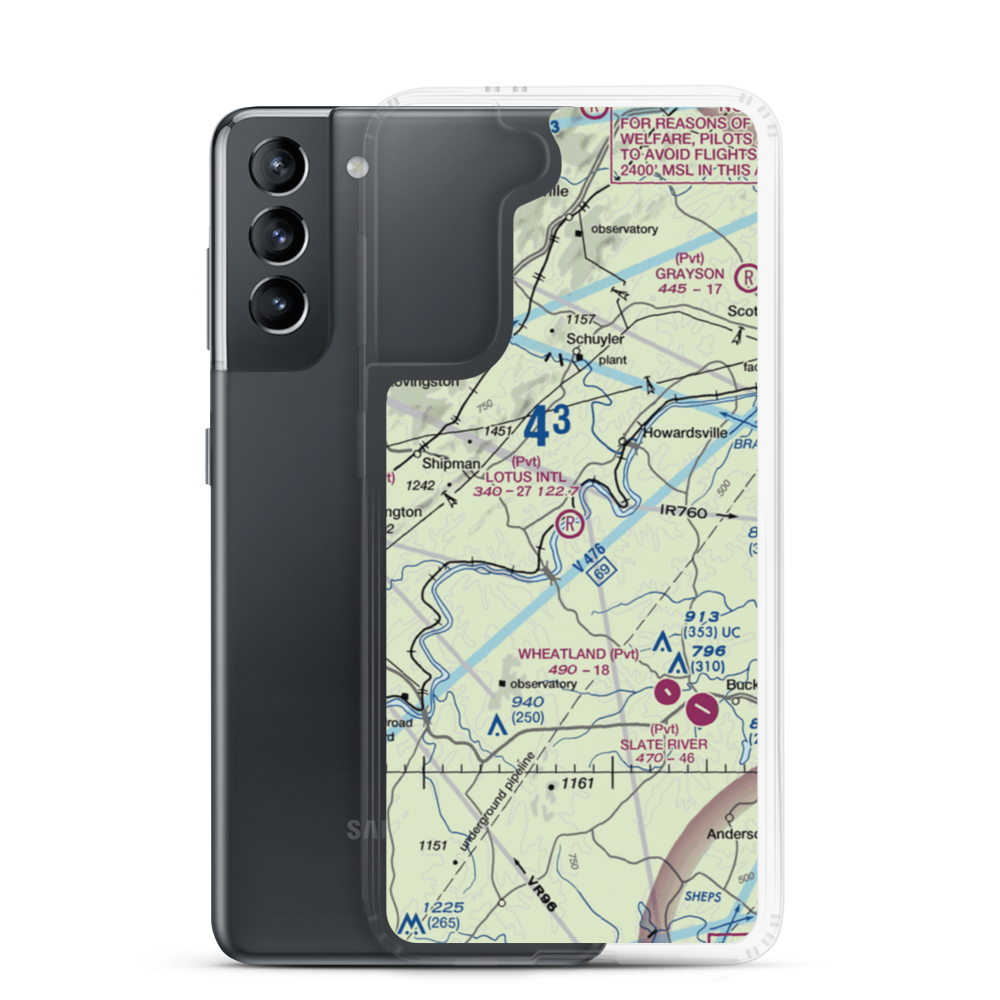 Lotus International Airport (8VA4) VFR Sectional Samsung Case Samsung Galaxy S21 model shown