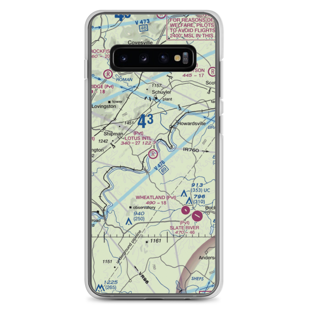 Lotus International Airport (8VA4) VFR Sectional Samsung Case Samsung Galaxy S10+ model shown