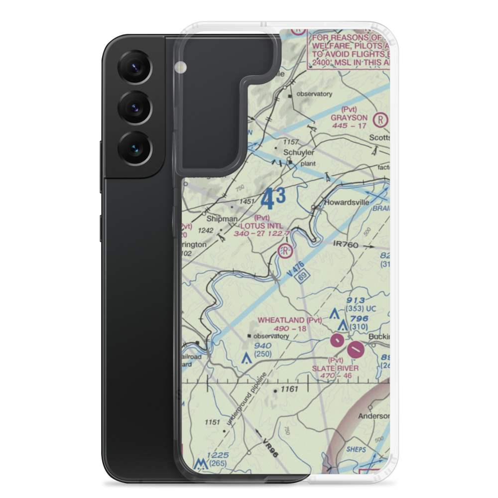 Lotus International Airport (8VA4) VFR Sectional Samsung Case Samsung Galaxy S22 Plus model shown