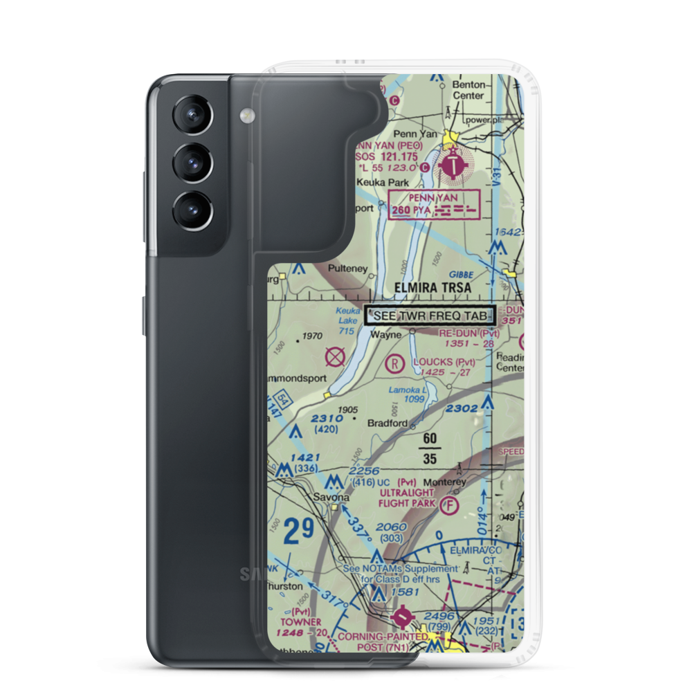 Loucks Airport (25NK) VFR Sectional Samsung Case Samsung Galaxy S21 model shown