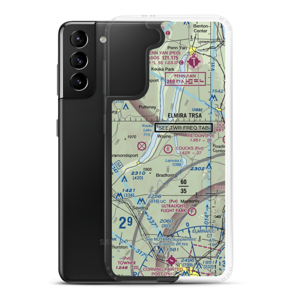 Loucks Airport (25NK) VFR Sectional Samsung Case Samsung Galaxy S21 Plus model shown