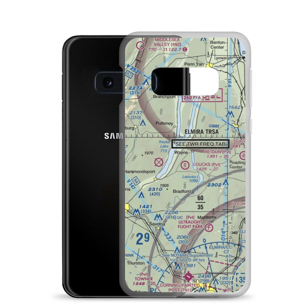 Loucks Airport (25NK) VFR Sectional Samsung Case Samsung Galaxy S10e model shown