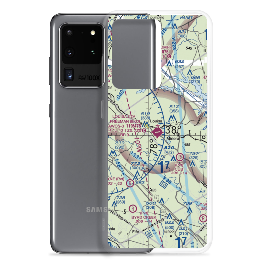 Louisa County Airport/Freeman Field (LKU) VFR Sectional Samsung Case Samsung Galaxy S20 Ultra model shown