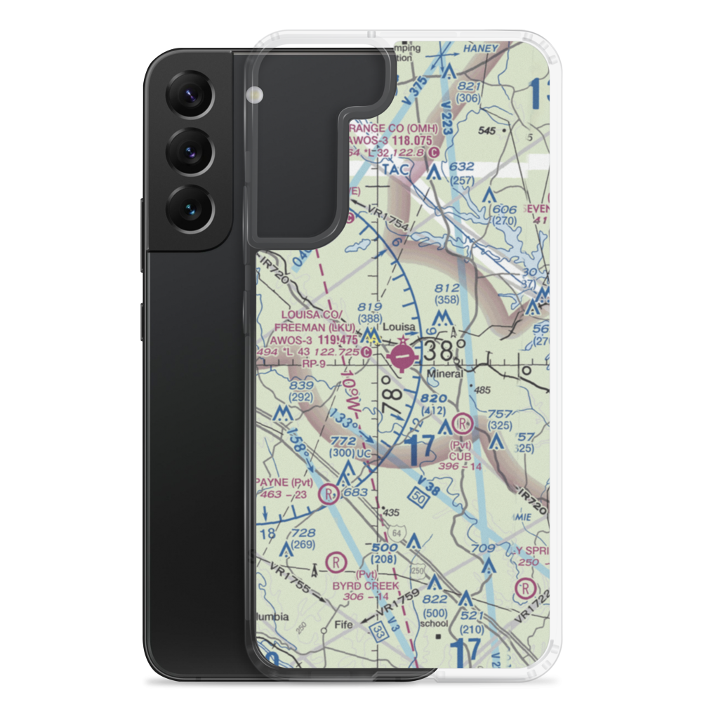 Louisa County Airport/Freeman Field (LKU) VFR Sectional Samsung Case Samsung Galaxy S22 Plus model shown