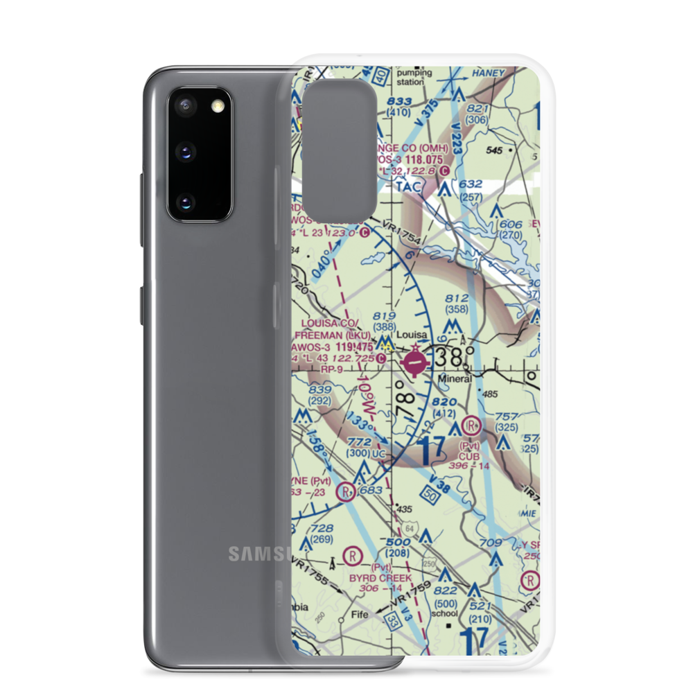 Louisa County Airport/Freeman Field (LKU) VFR Sectional Samsung Case Samsung Galaxy S20 model shown