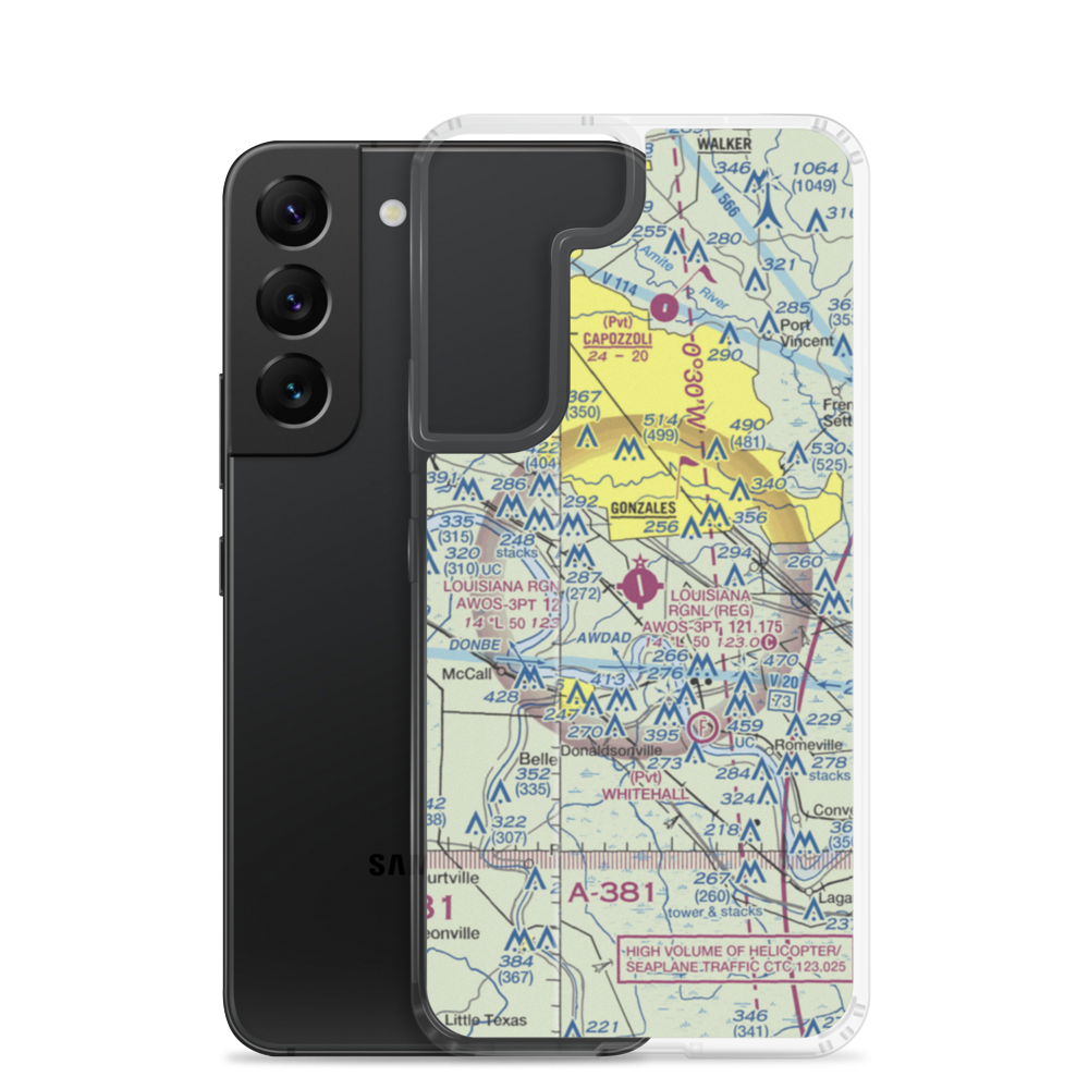 Louisiana Regional Airport (REG) VFR Sectional Samsung Case Samsung Galaxy S22 model shown