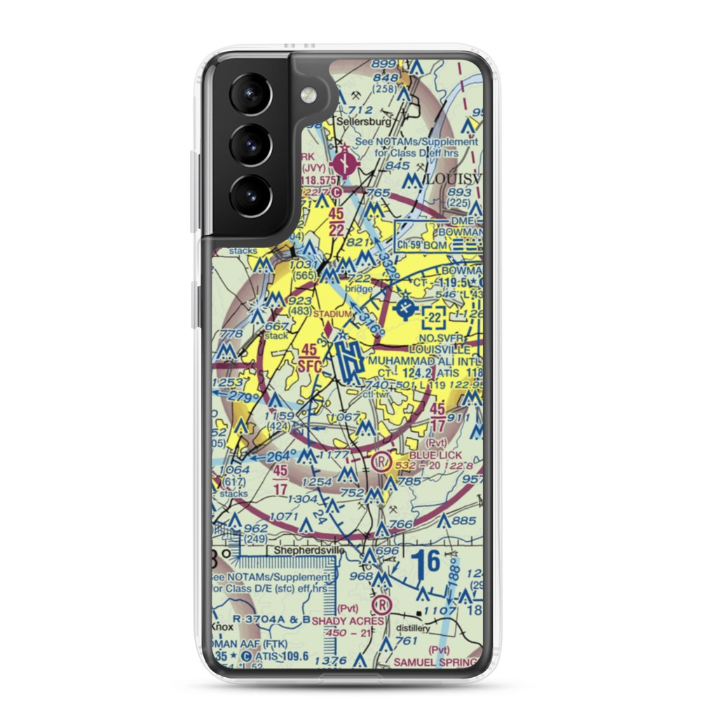 Louisville Muhammad Ali International Airport (SDF) VFR Sectional Samsung Case Samsung Galaxy S21 Plus model shown