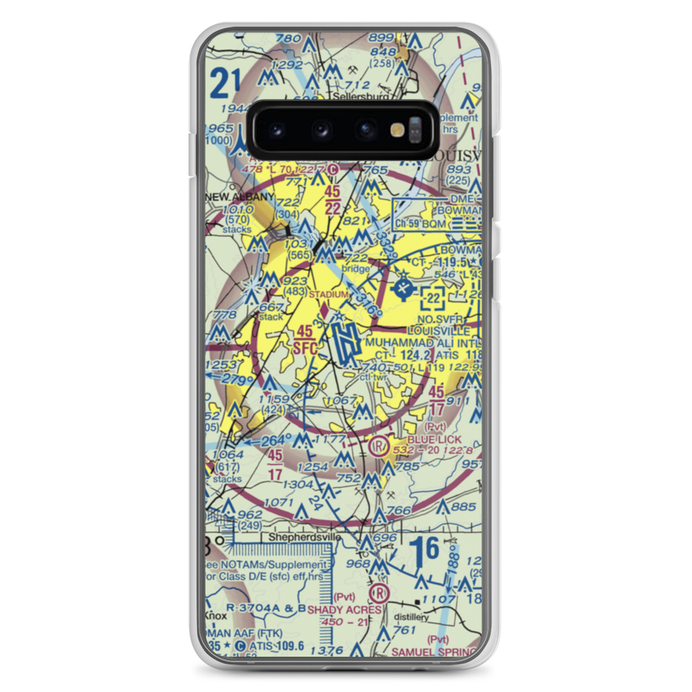 Louisville Muhammad Ali International Airport (SDF) VFR Sectional Samsung Case Samsung Galaxy S10+ model shown