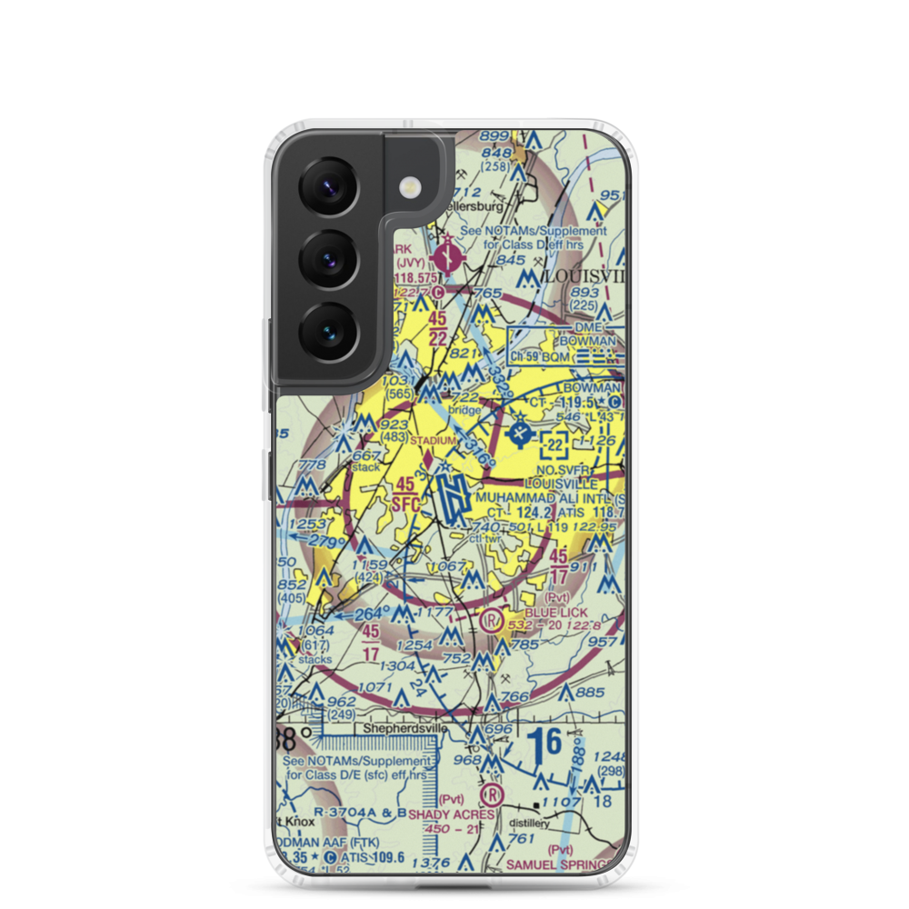 Louisville Muhammad Ali International Airport (SDF) VFR Sectional Samsung Case Samsung Galaxy S22 model shown