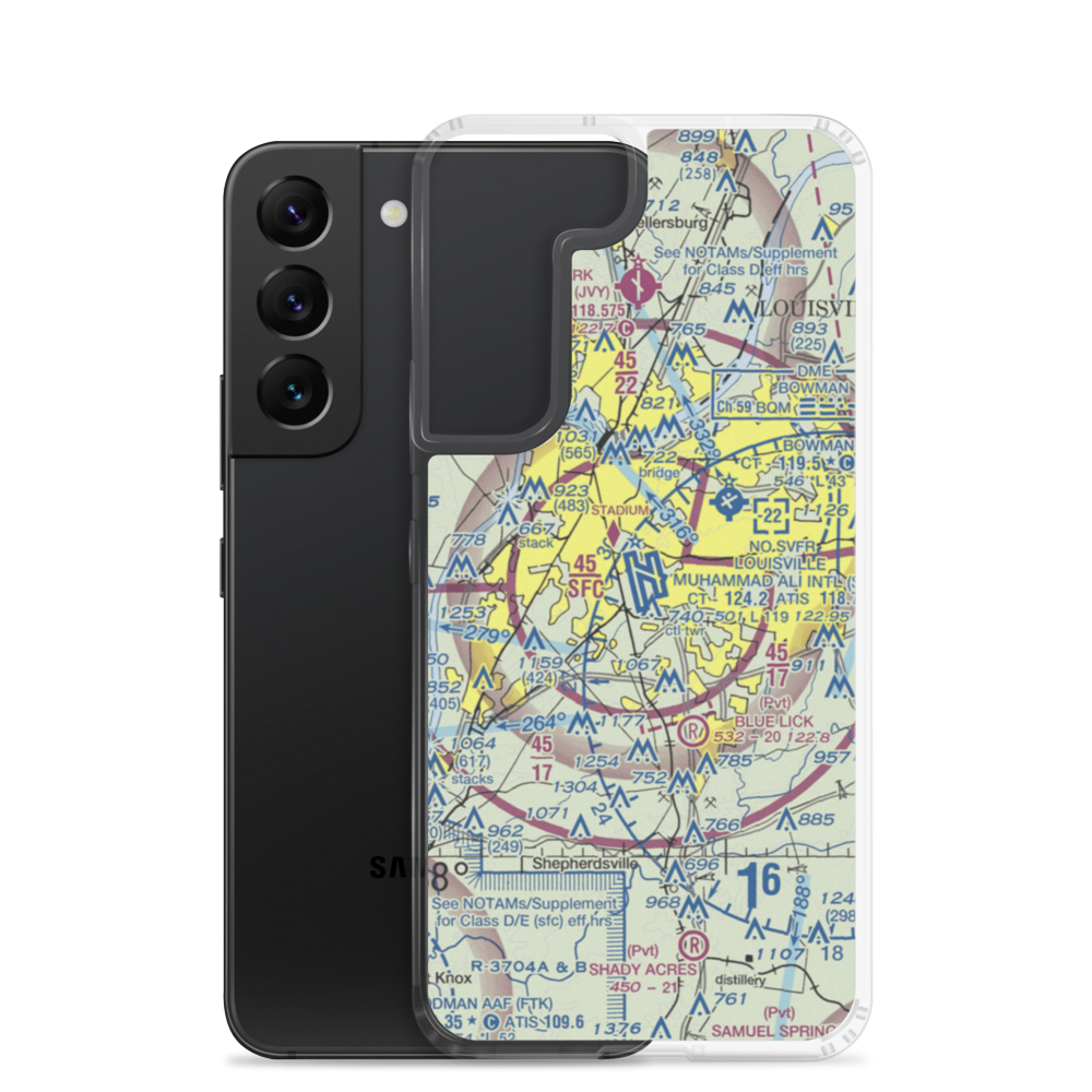 Louisville Muhammad Ali International Airport (SDF) VFR Sectional Samsung Case Samsung Galaxy S22 model shown
