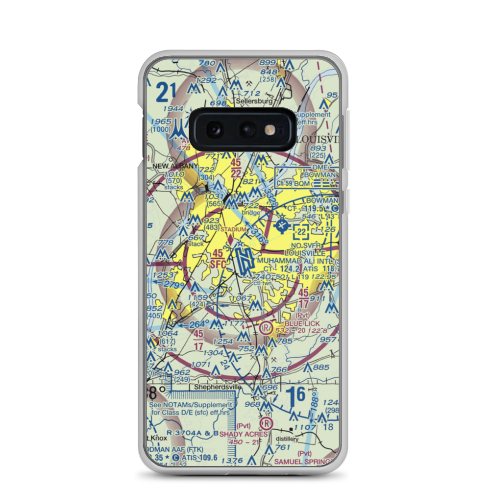 Louisville Muhammad Ali International Airport (SDF) VFR Sectional Samsung Case Samsung Galaxy S10e model shown