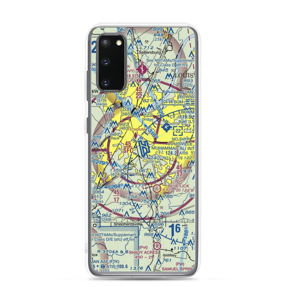 Louisville Muhammad Ali International Airport (SDF) VFR Sectional Samsung Case Samsung Galaxy S20 model shown