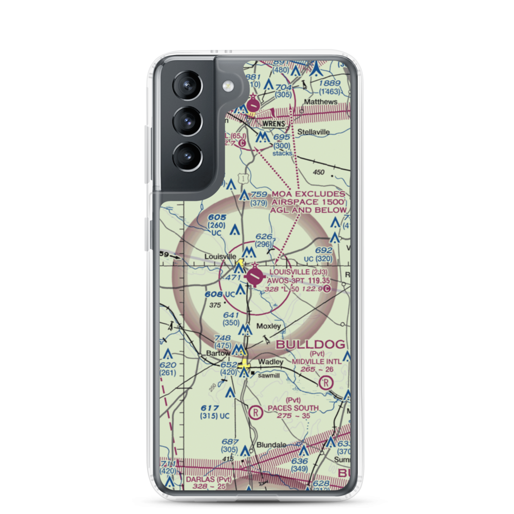 Louisville Municipal Airport (2J3) VFR Sectional Samsung Case Samsung Galaxy S21 model shown