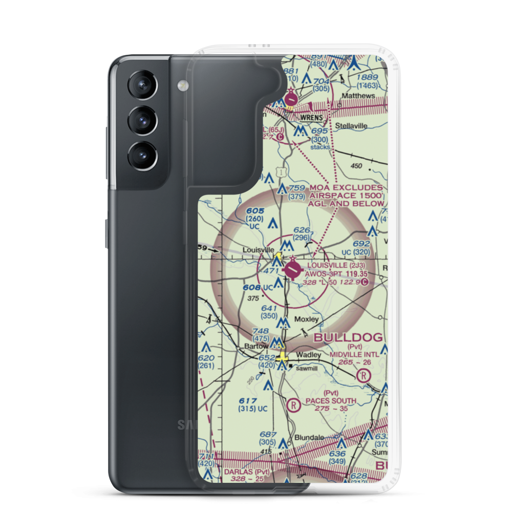 Louisville Municipal Airport (2J3) VFR Sectional Samsung Case Samsung Galaxy S21 model shown