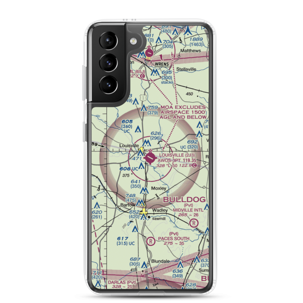 Louisville Municipal Airport (2J3) VFR Sectional Samsung Case Samsung Galaxy S21 Plus model shown