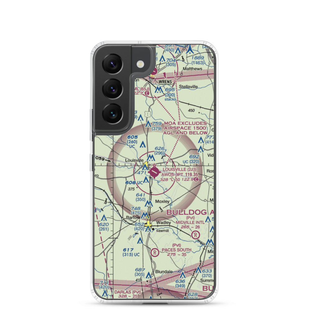 Louisville Municipal Airport (2J3) VFR Sectional Samsung Case Samsung Galaxy S22 model shown