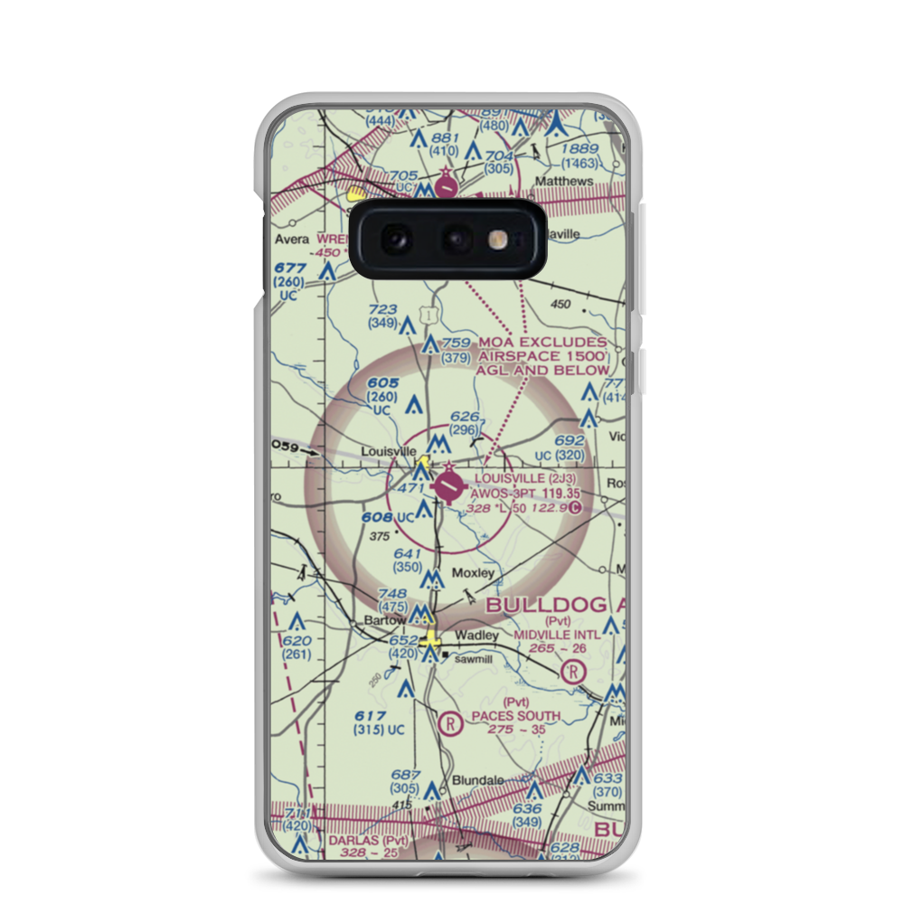 Louisville Municipal Airport (2J3) VFR Sectional Samsung Case Samsung Galaxy S10e model shown
