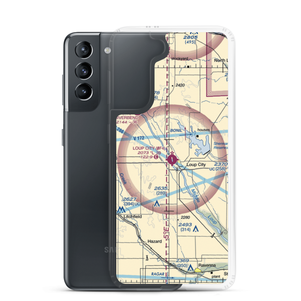 Loup City Municipal Airport (0F4) VFR Sectional Samsung Case Samsung Galaxy S21 model shown