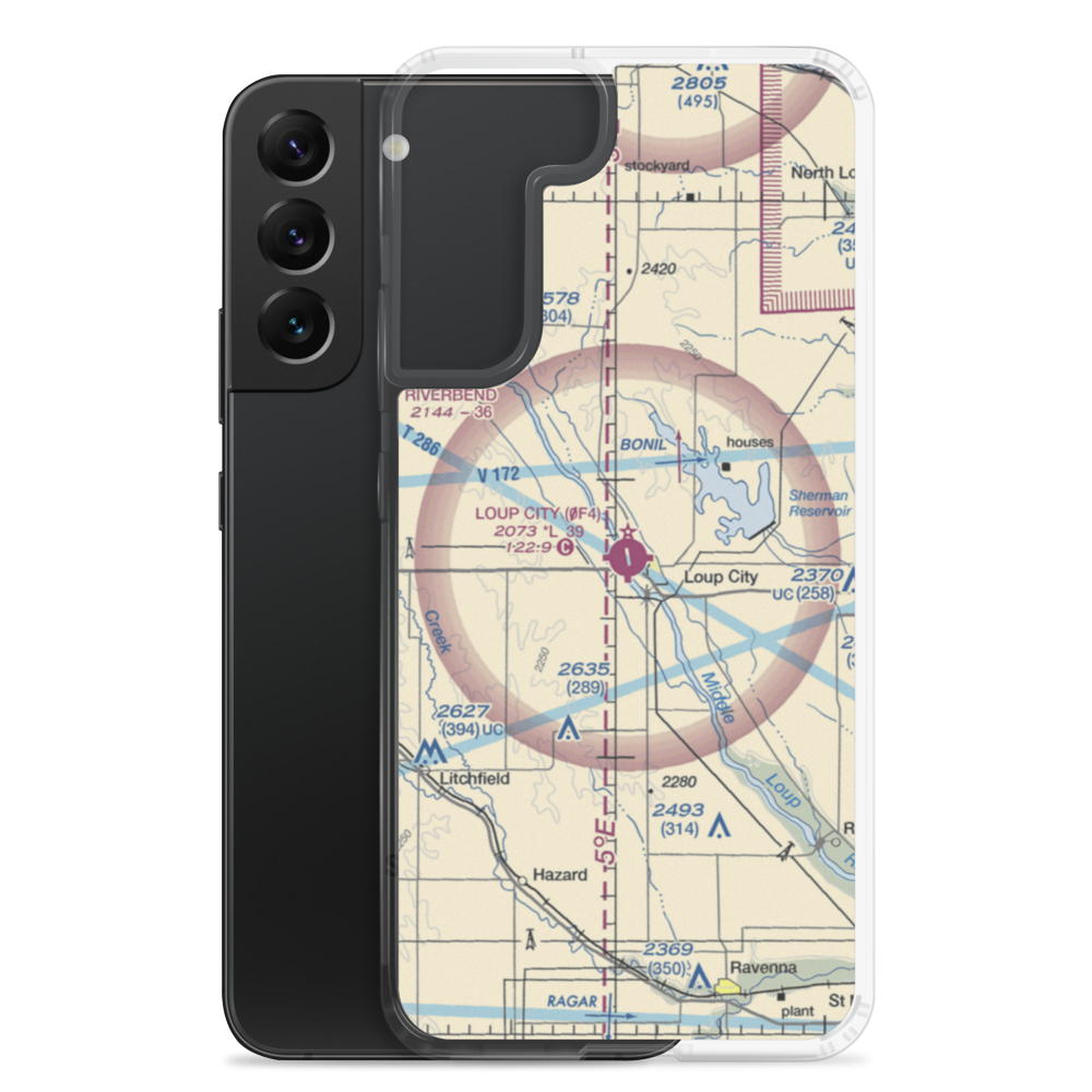 Loup City Municipal Airport (0F4) VFR Sectional Samsung Case Samsung Galaxy S22 Plus model shown