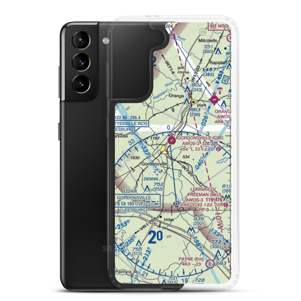 Lous Airport (VA45) VFR Sectional Samsung Case Samsung Galaxy S21 Plus model shown