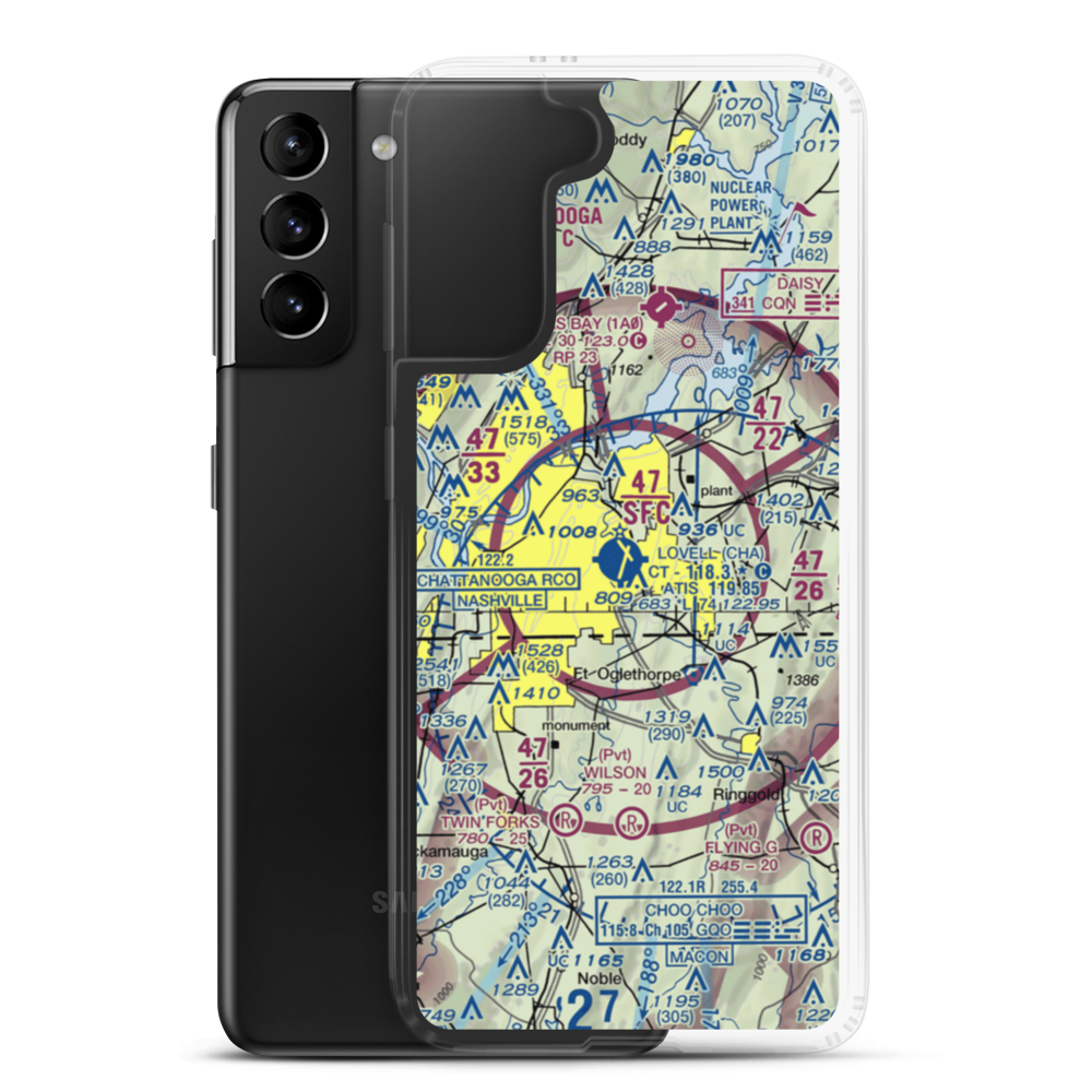 Lovell Field (CHA) VFR Sectional Samsung Case Samsung Galaxy S21 Plus model shown