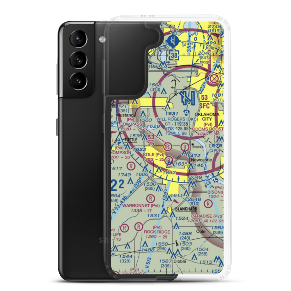 Low Pass Airport (4OK4) VFR Sectional Samsung Case Samsung Galaxy S21 Plus model shown