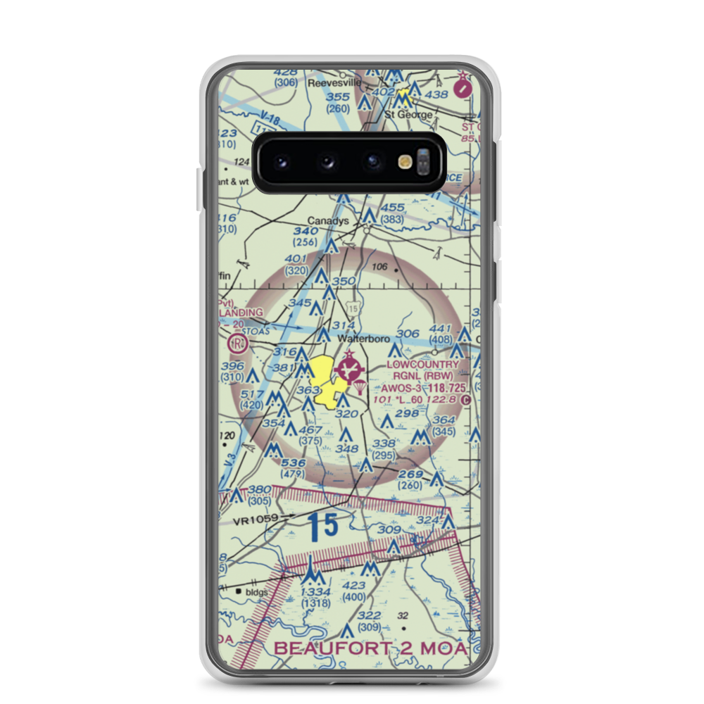 Lowcountry Regional Airport (RBW) VFR Sectional Samsung Case Samsung Galaxy S10 model shown