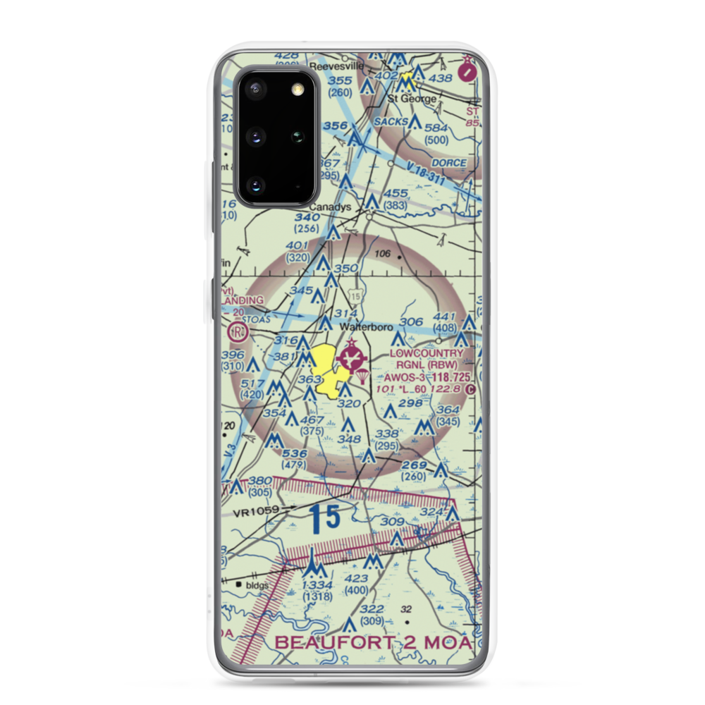Lowcountry Regional Airport (RBW) VFR Sectional Samsung Case Samsung Galaxy S20 Plus model shown