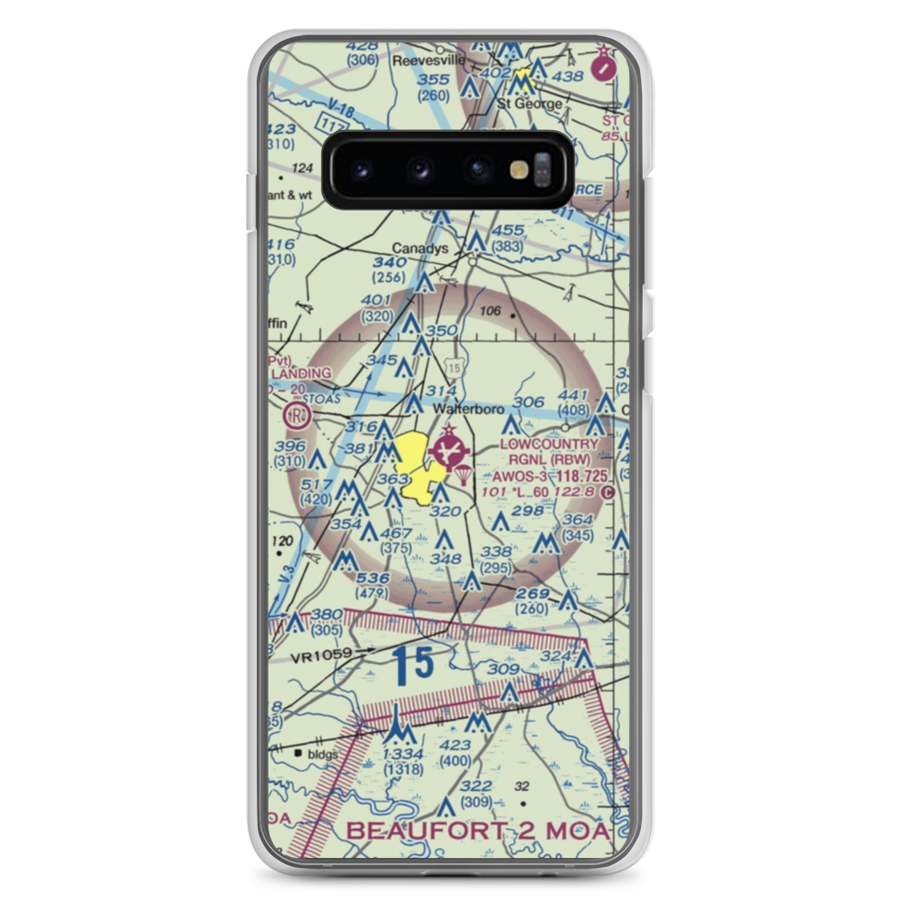 Lowcountry Regional Airport (RBW) VFR Sectional Samsung Case Samsung Galaxy S10+ model shown