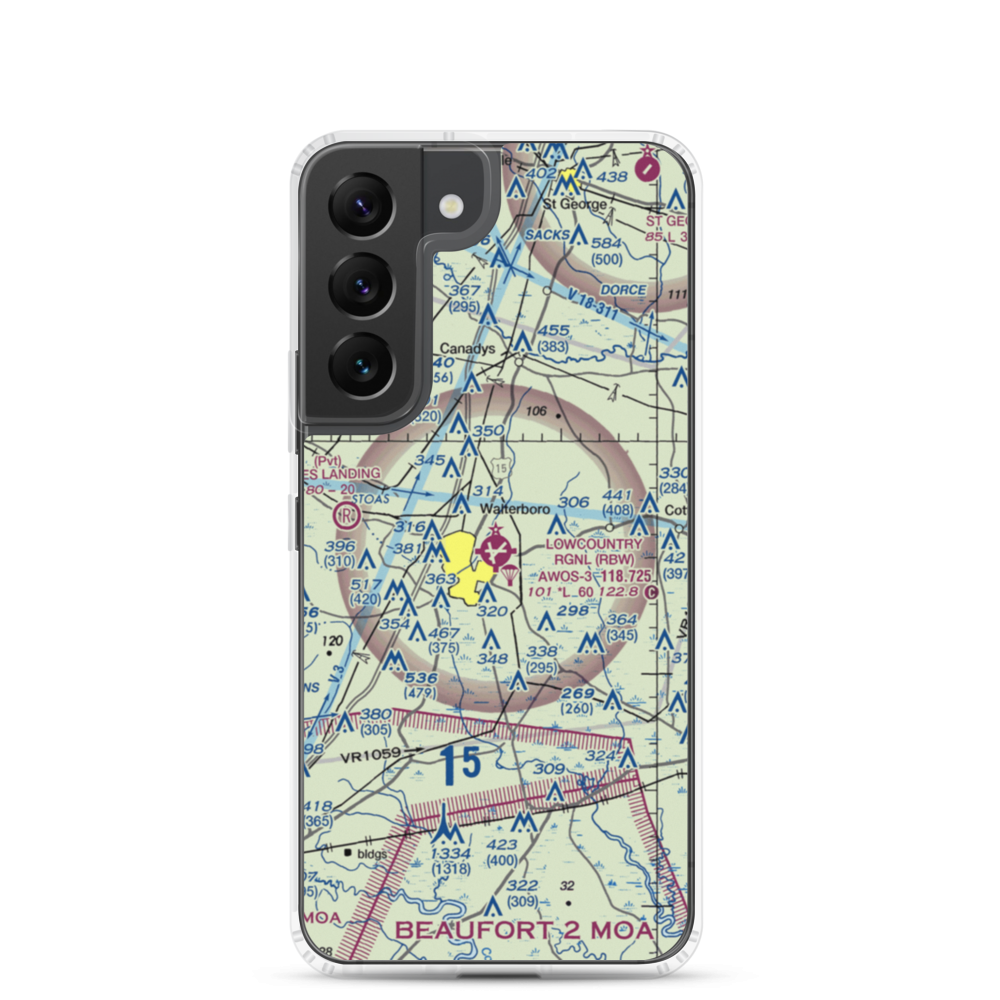 Lowcountry Regional Airport (RBW) VFR Sectional Samsung Case Samsung Galaxy S22 model shown