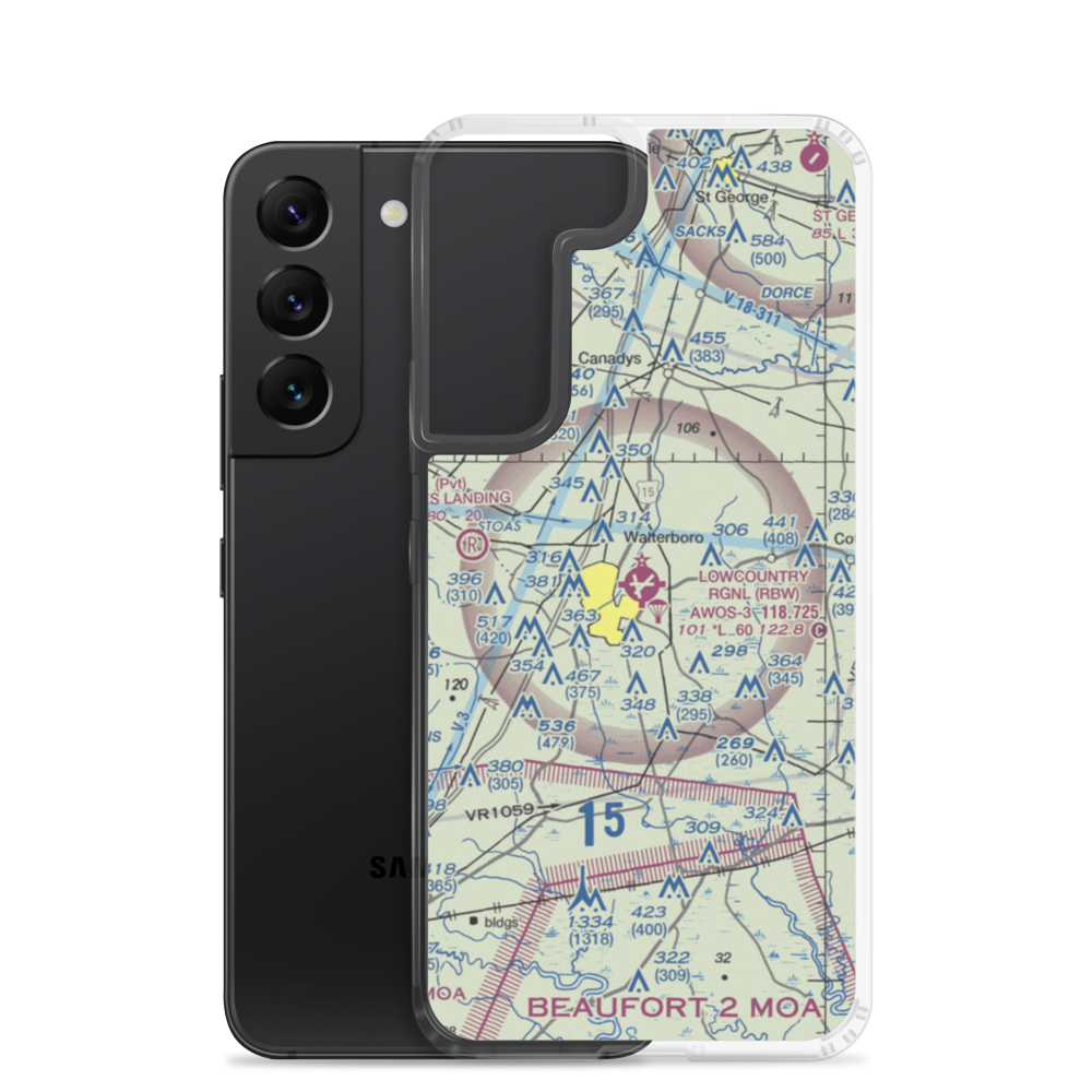 Lowcountry Regional Airport (RBW) VFR Sectional Samsung Case Samsung Galaxy S22 model shown