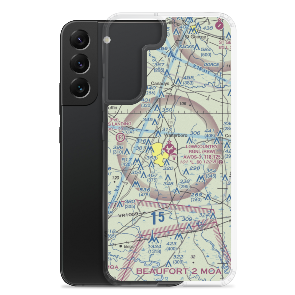 Lowcountry Regional Airport (RBW) VFR Sectional Samsung Case Samsung Galaxy S22 Plus model shown