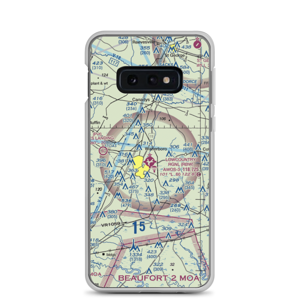 Lowcountry Regional Airport (RBW) VFR Sectional Samsung Case Samsung Galaxy S10e model shown