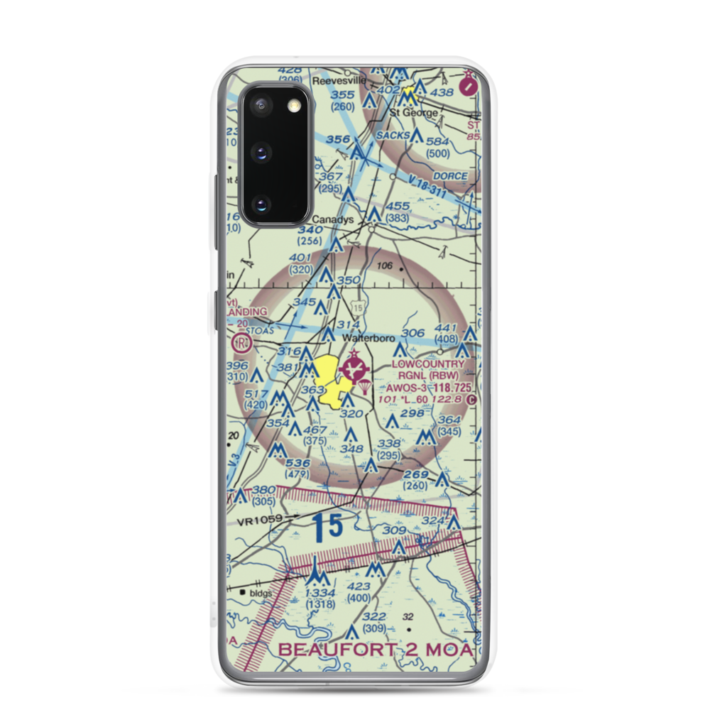 Lowcountry Regional Airport (RBW) VFR Sectional Samsung Case Samsung Galaxy S20 model shown