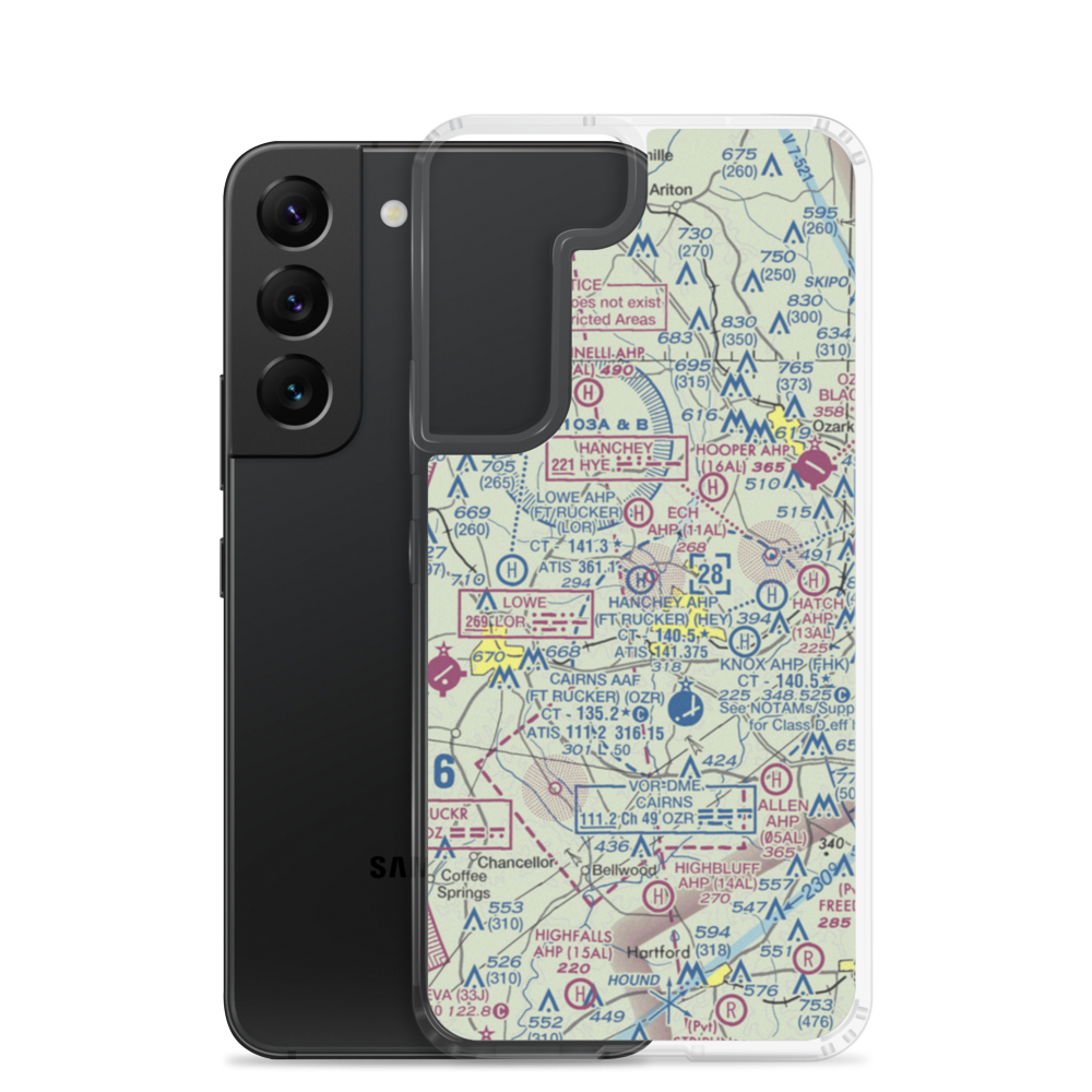 Lowe AHP (Fort Rucker) Heliport (LOR) VFR Sectional Samsung Case Samsung Galaxy S22 model shown
