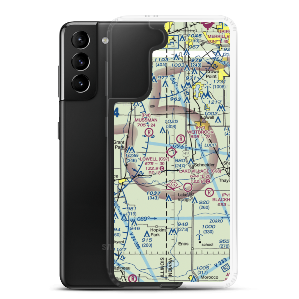 Lowell Airport (C97) VFR Sectional Samsung Case Samsung Galaxy S21 Plus model shown