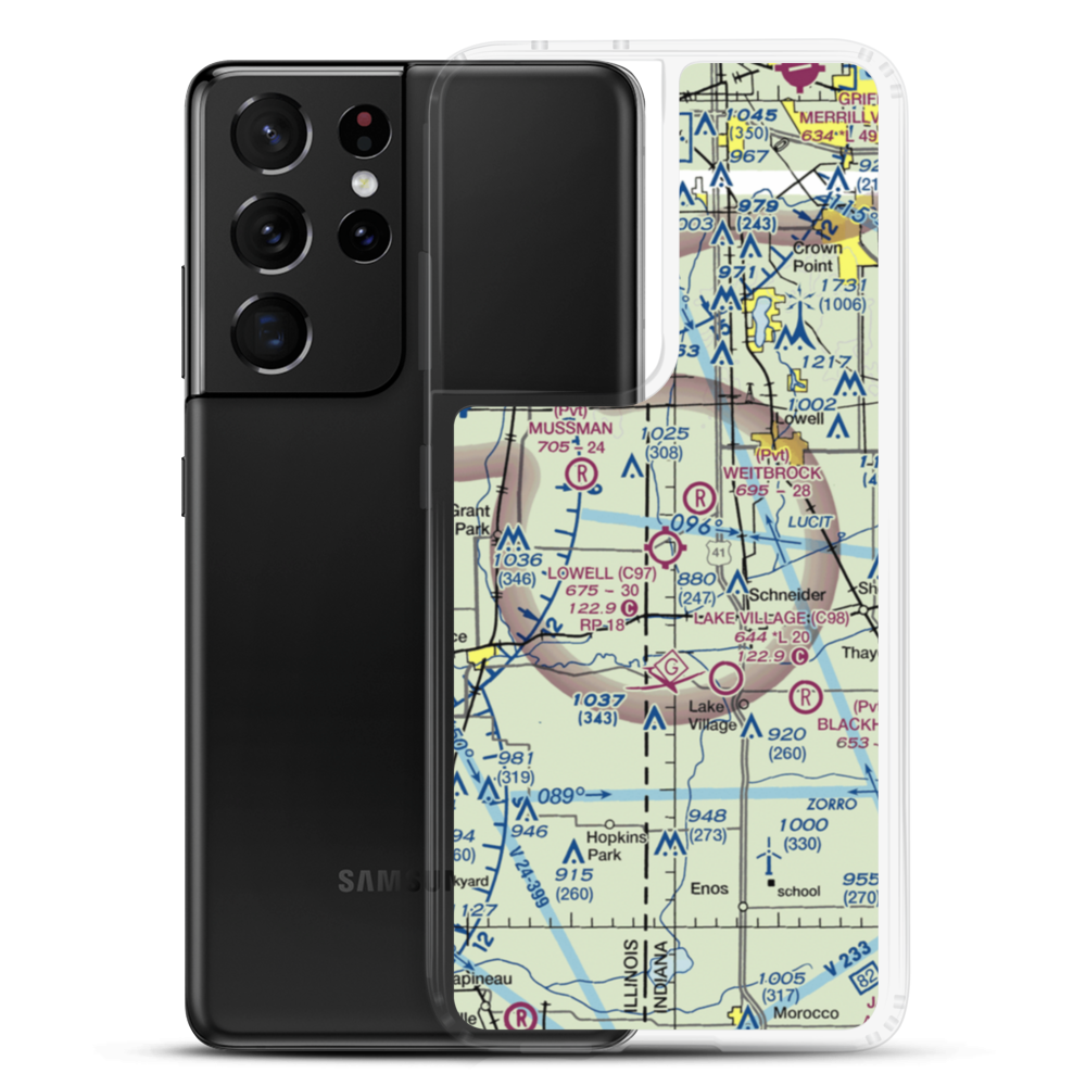 Lowell Airport (C97) VFR Sectional Samsung Case Samsung Galaxy S21 Ultra model shown