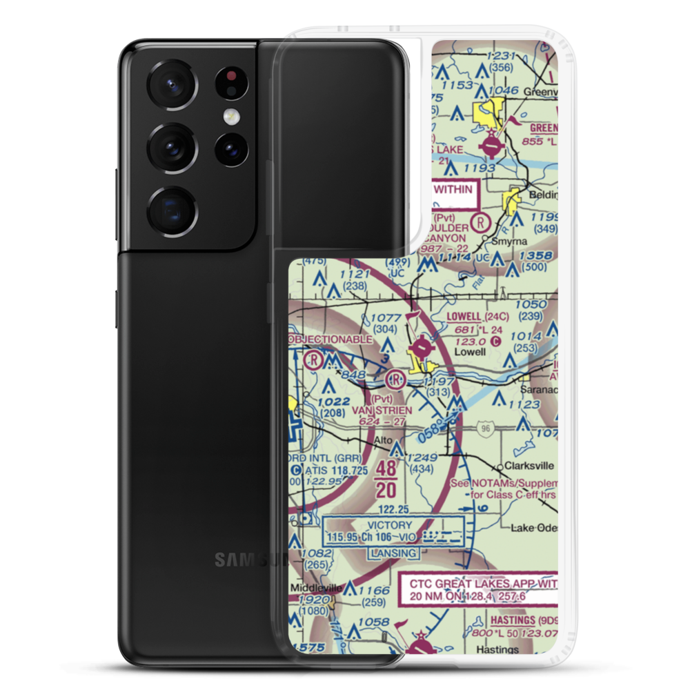 Lowell City Airport (24C) VFR Sectional Samsung Case Samsung Galaxy S21 Ultra model shown