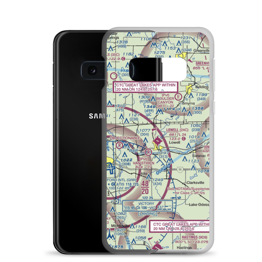 Lowell City Airport (24C) VFR Sectional Samsung Case Samsung Galaxy S10e model shown