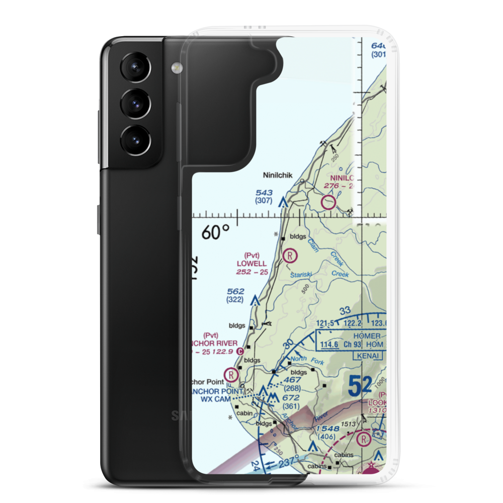 Lowell Field (00AK) VFR Sectional Samsung Case Samsung Galaxy S21 Plus model shown