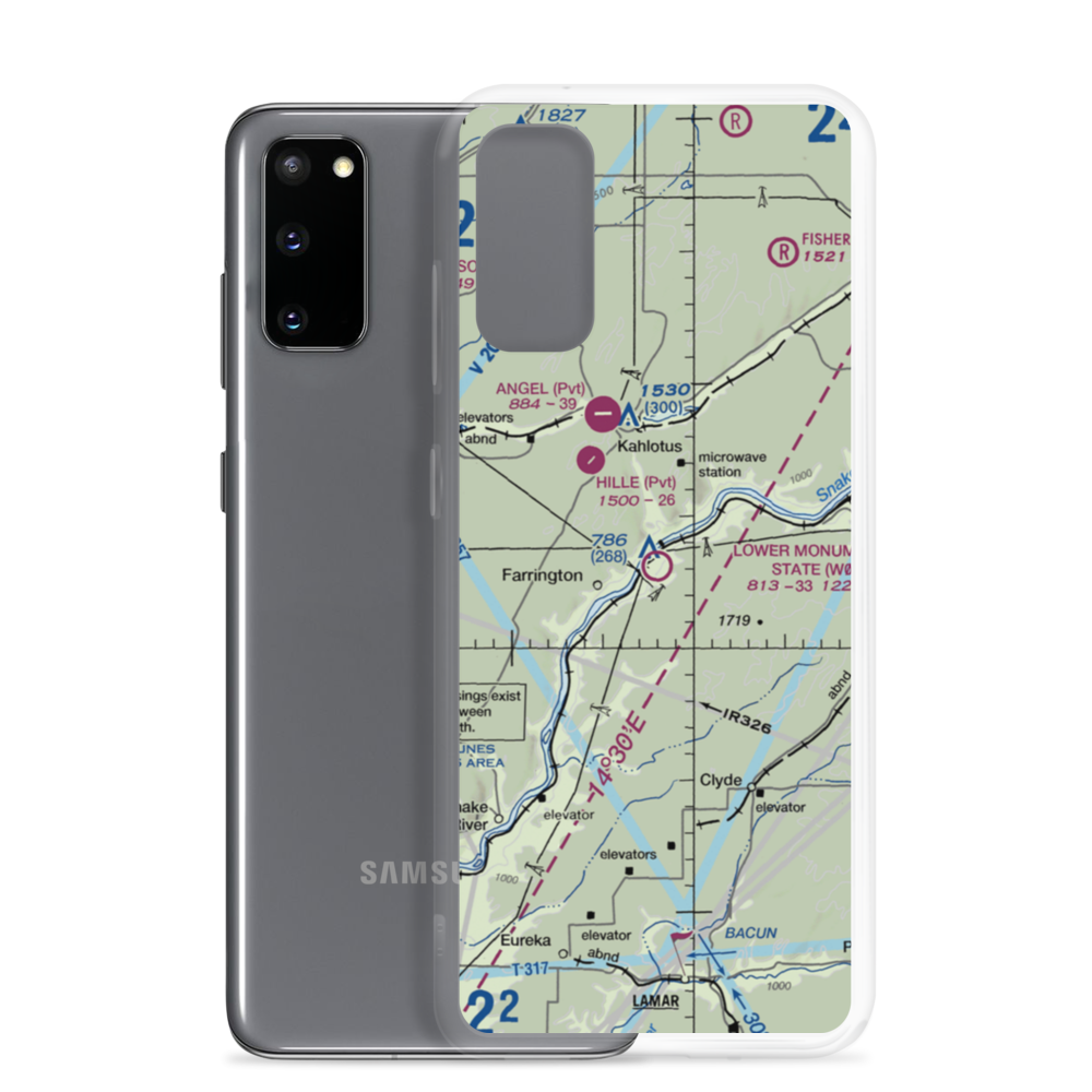 Lower Monumental State Airport (W09) VFR Sectional Samsung Case Samsung Galaxy S20 model shown