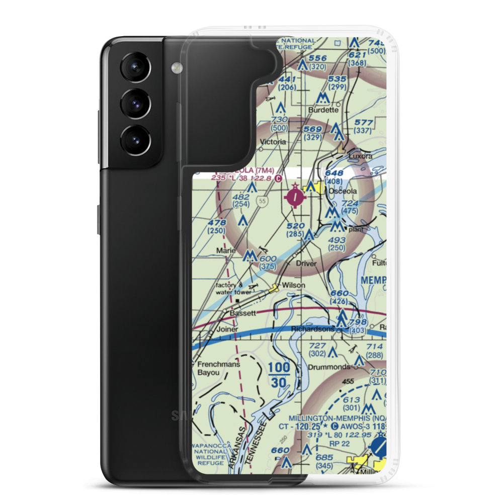 Lowrance Airport (64AR) VFR Sectional Samsung Case Samsung Galaxy S21 Plus model shown