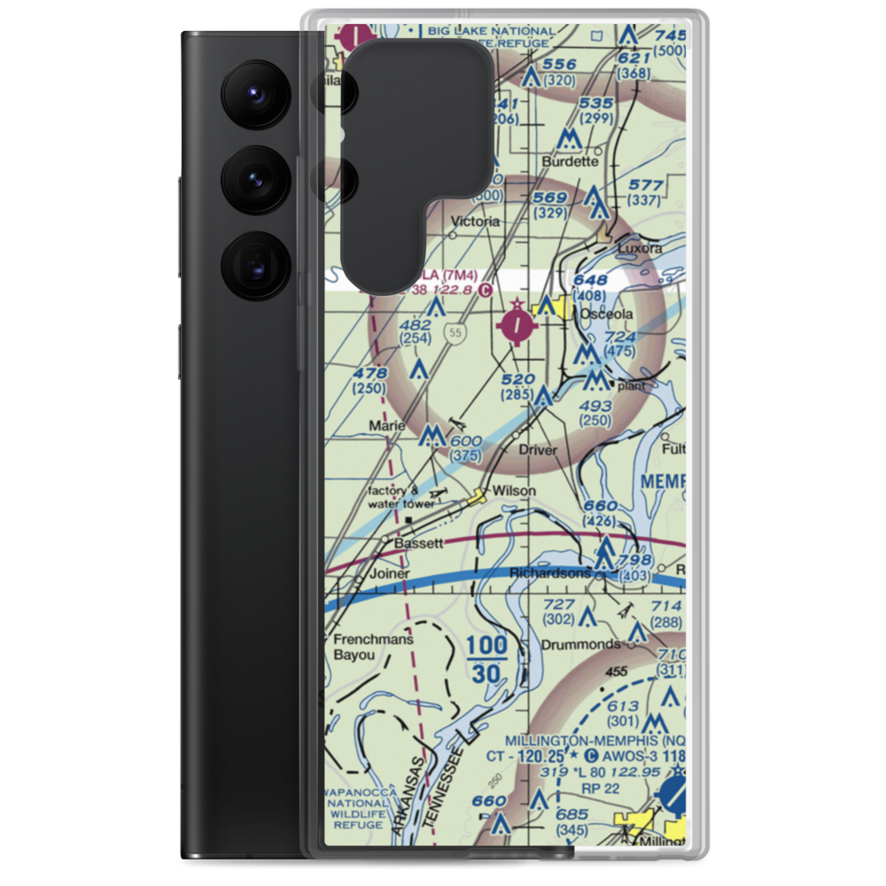 Lowrance Airport (64AR) VFR Sectional Samsung Case Samsung Galaxy S22 Ultra model shown
