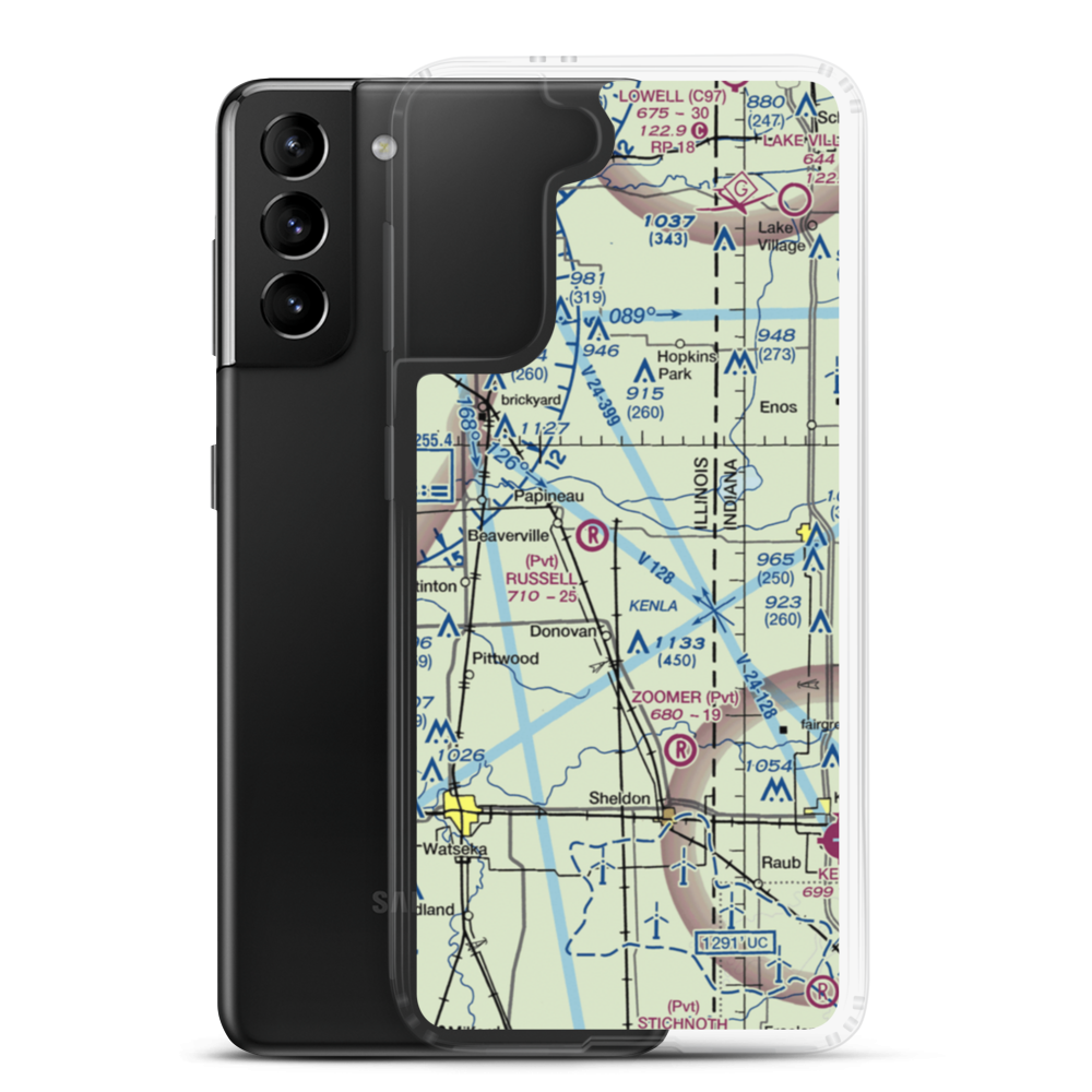 Loy Airport (1IL8) VFR Sectional Samsung Case Samsung Galaxy S21 Plus model shown