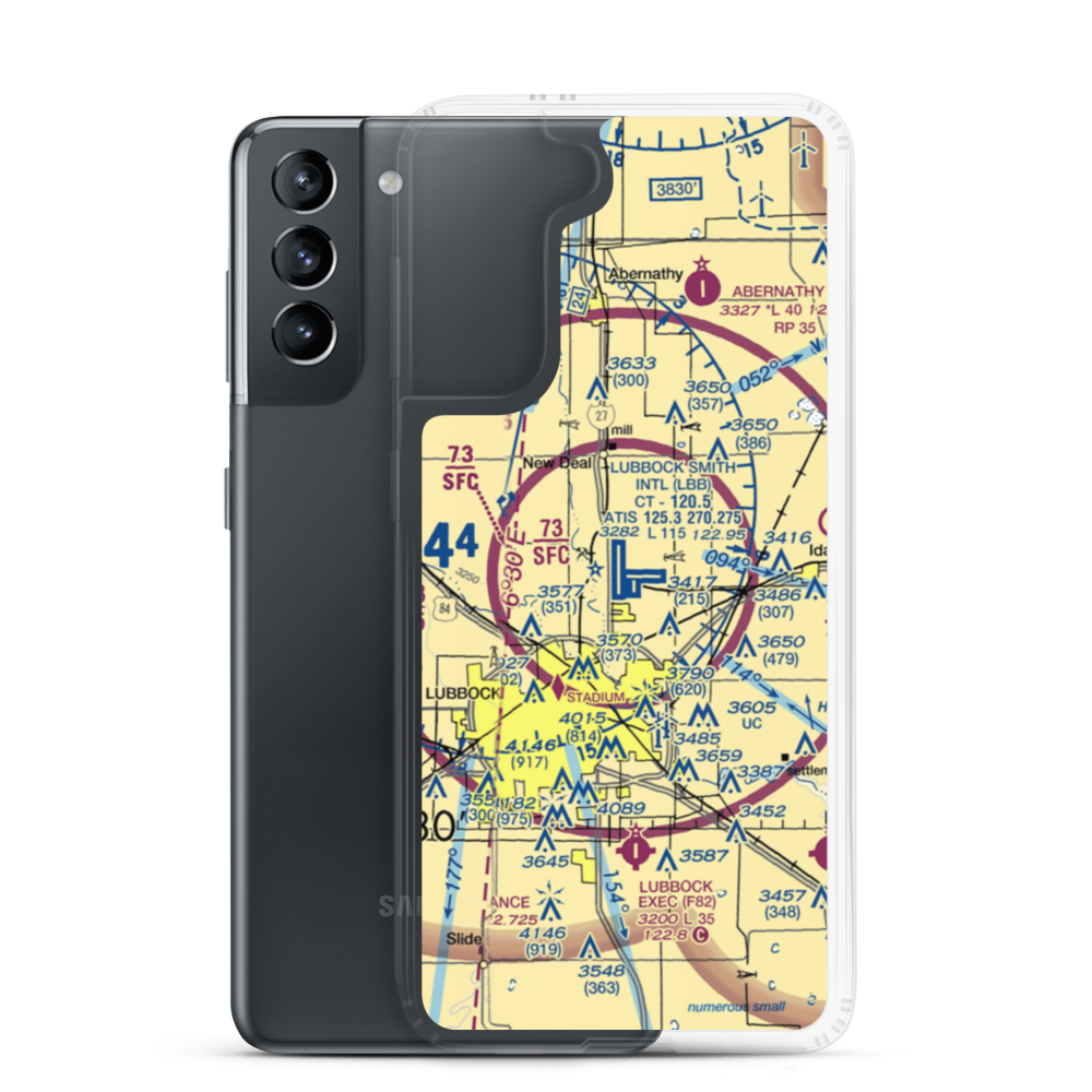 Lubbock Preston Smith International Airport (LBB) VFR Sectional Samsung Case Samsung Galaxy S21 model shown