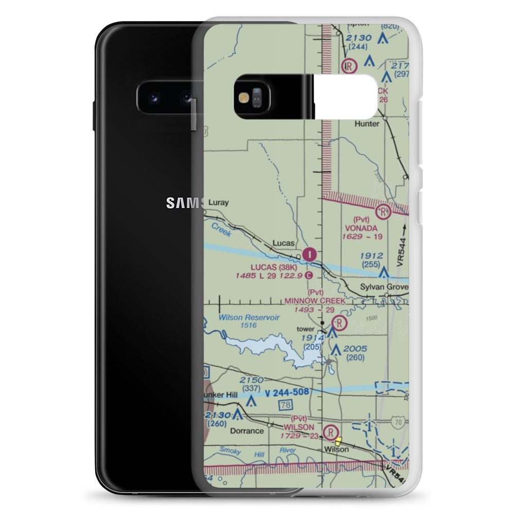 Lucas Airport (38K) VFR Sectional Samsung Case Samsung Galaxy S10+ model shown