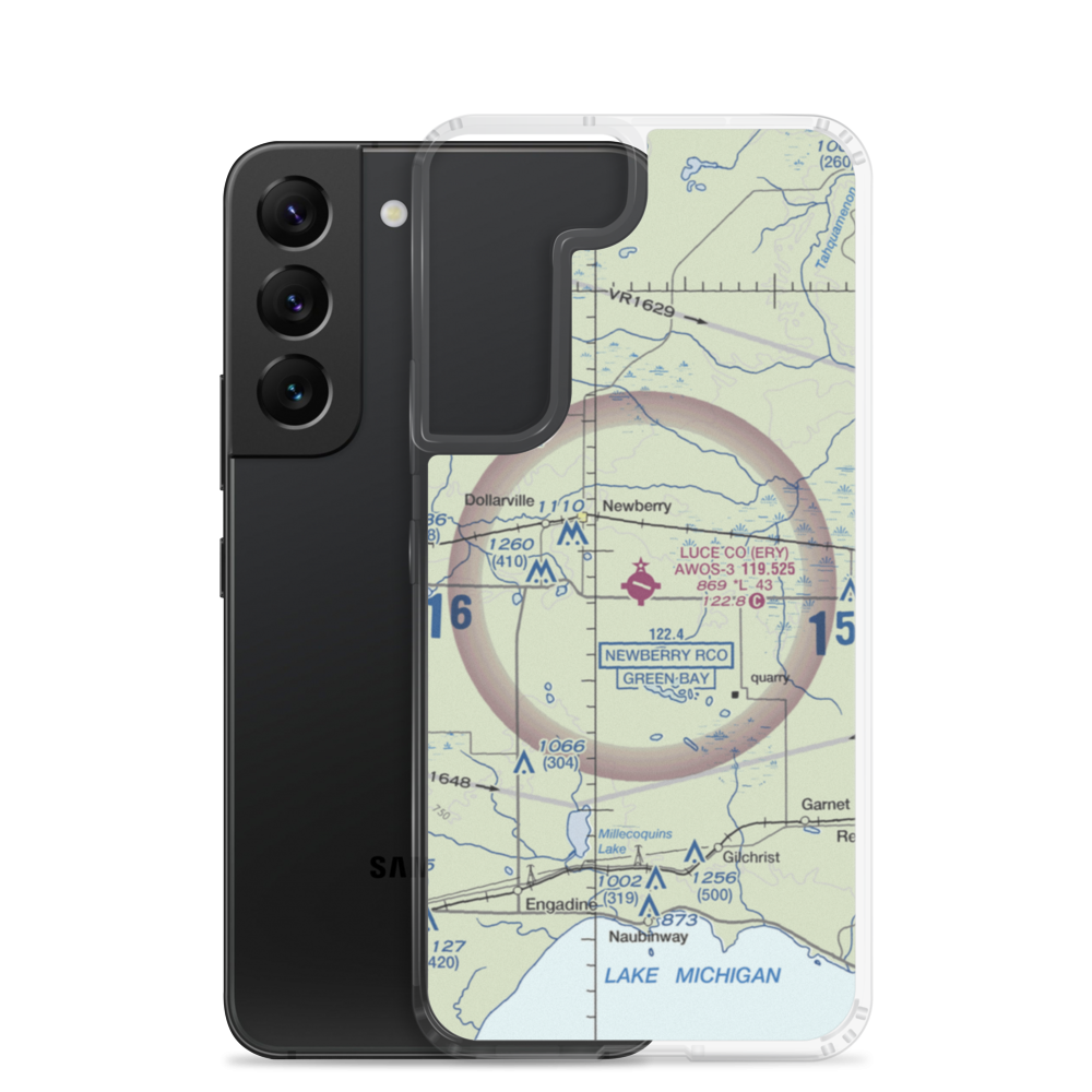 Luce County Airport (ERY) VFR Sectional Samsung Case Samsung Galaxy S22 model shown