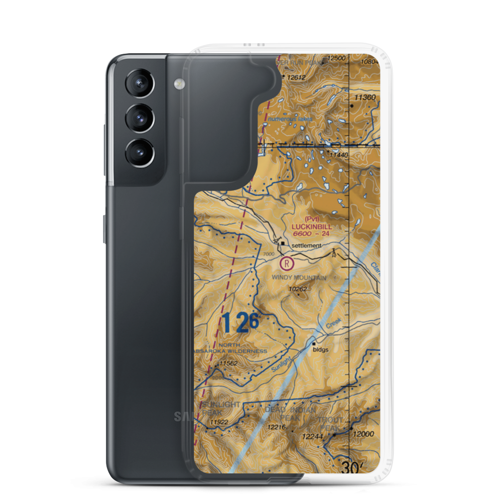 Luckinbill Airstrip (WY06) VFR Sectional Samsung Case Samsung Galaxy S21 model shown