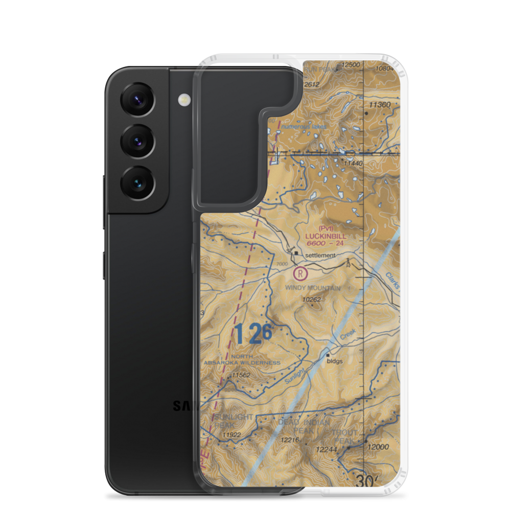 Luckinbill Airstrip (WY06) VFR Sectional Samsung Case Samsung Galaxy S22 model shown