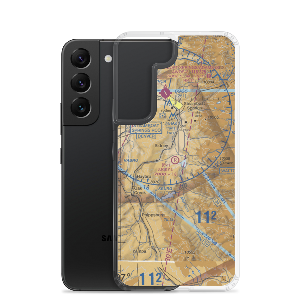 Lucky L Ranch Airport (CD99) VFR Sectional Samsung Case Samsung Galaxy S22 model shown